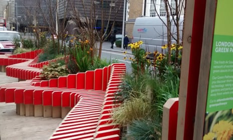 The Fresh Air Square in Tooley Street, London, a modular, portable micro-park created by businesses to make a more attractive environment for pedestrians.