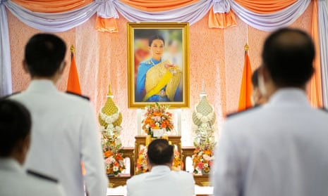 Officials pay their respects to Thailand’s Princess Bajrakitiyabha in front of a picture of her after she was hospitalised due to a heart problem at Chulalongkorn hospital in Bangkok. 