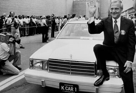 Lee Iacocca at the launch of the Chrysler K-Car, in Detroit, in 1980 - he appeared in ads for the car, with the line ‘If you can find a better car, buy it’.