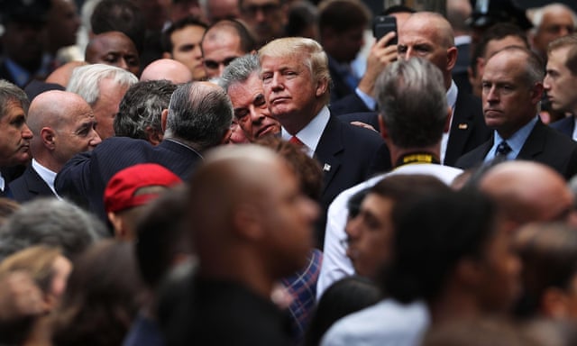 Donald Trump attends a commemoration ceremony for the victims of the September 11 terrorist attacks.