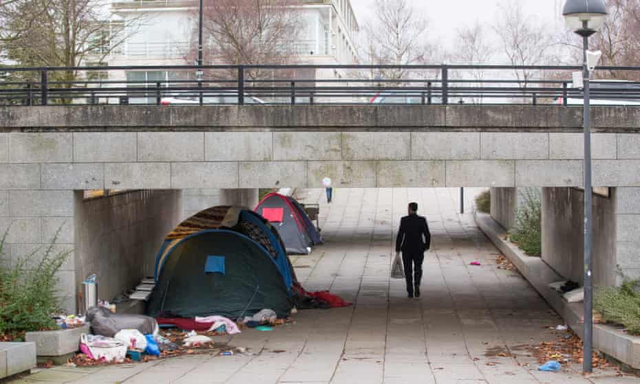 Homeless people’s tents in Milton Keynes