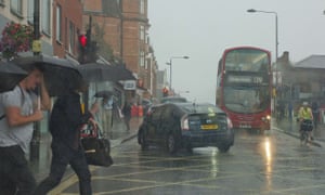 Torrential rain hit London on Friday.
