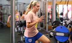 Alessia Russo trains in the gym at the Sunshine Coast Stadium