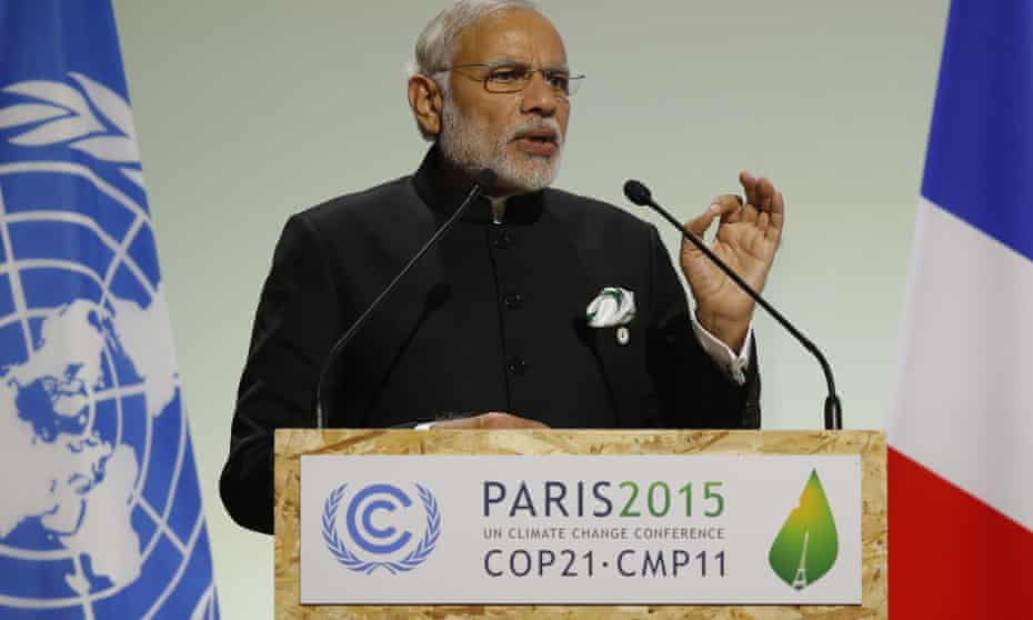 India’s prime minister, Narendra Modi, at the COP21 UN climate change conference.