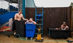Non-League Bedford Town players improvise a post-match ice bath