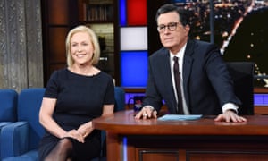 Kirsten Gillibrand and Stephen Colbert on The Late Show on 15 January.