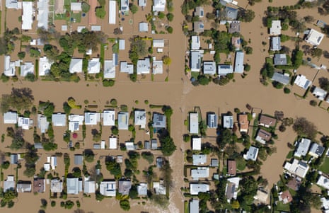Aerial photos show extensive flooding across Moree in northern NSW on Sunday.