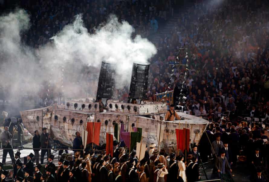 A recreation of the Empire Windrush at the opening ceremony of the London Olympics in 2012