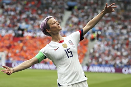 Megan Rapinoe celebrating her penalty at the 2019 Women’s World Cup final