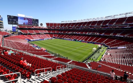 General view inside the stadium before the FIFA World Cup 2026 Group B match between Qatar and Switzerland at San Francisco Bay Area Stadium.