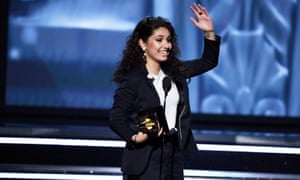 Alessia Cara accepts the award for best new artist at the Grammy awards in New York City. 