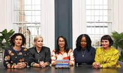 Women's prize for fiction 2024 judges: (from left) Indira Varma; Anna Whitehouse; Monica Ali; Ayọ̀bámi Adébáyọ̀ and Laura Dockrill.