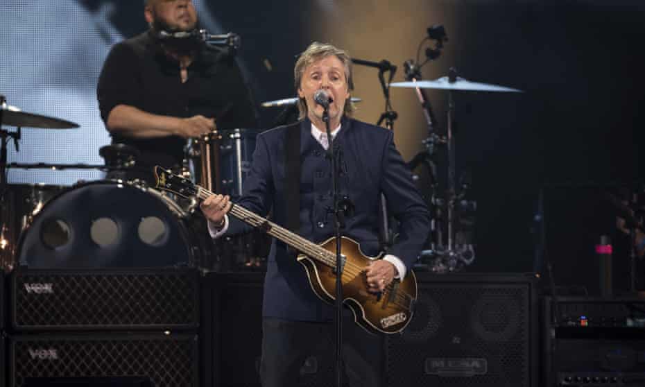Paul McCartney on stage at the MetLife Stadium in East Rutherford, New Jersy on Thursday.