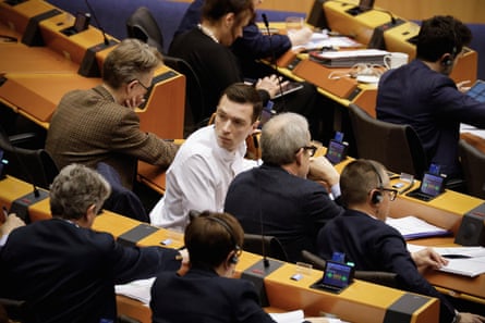 Bardella attends a plenary mini-session at the European Parliament in Brussels in April