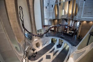 A sculpture by South African artist Nicholas Hlobo dominates the main hall in the Zeitz-Mocaa in Cape Town, South Africa.