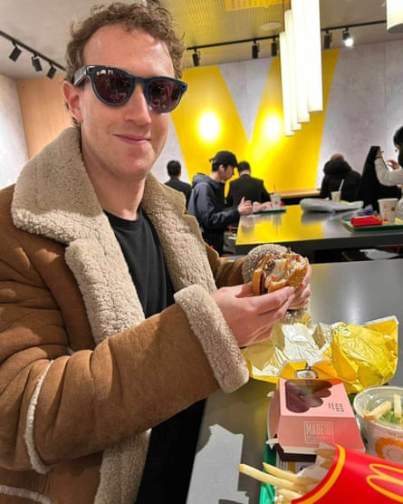 Mark Zuckerberg in shearling and shades at McDonald’s