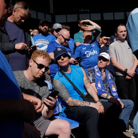 Everton fans at half-time in the Lower Gwladys Street End