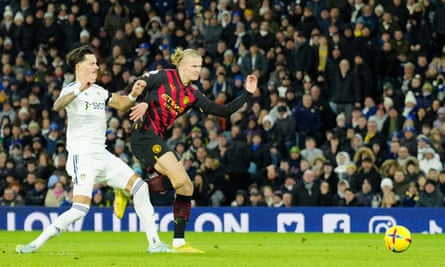 Erling Haaland doubles Manchester City’s lead in their win over Leeds