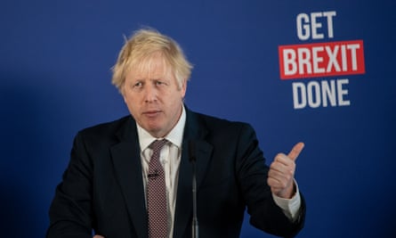 Boris Johnson lors d'une conférence de presse sur le Brexit en 2019