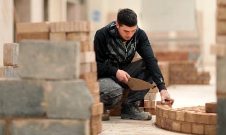 Student on a bricklaying course for 14- to 16-year-olds at a college in Scunthorpe