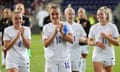 Ella Toone applauds the away fans.