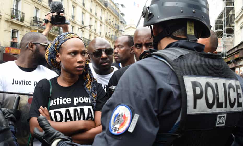 Assa Traoré protesting death in custody brother Adama