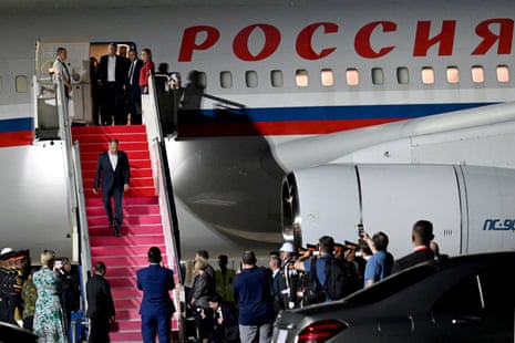 Russian foreign minister Sergey Lavrov arrives at Ngurah Rai international airport in Bali.