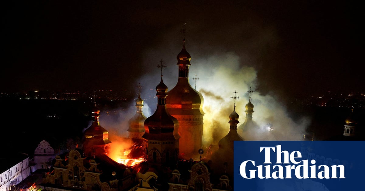Kyiv monastery set on fire in night of Russian attacks across Ukraine