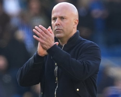 Arne Slot appears dejected after Liverpool’s loss to Brighton