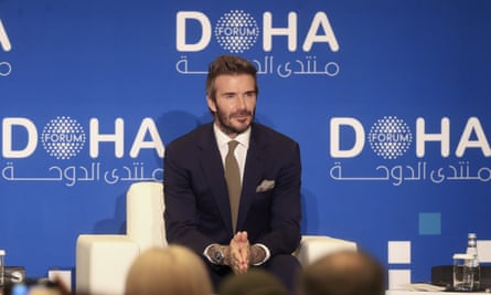 David Beckham at the Doha Forum in Qatar in March 2022