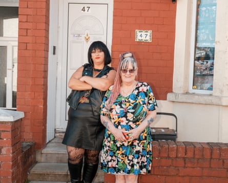 Knock-off Nessa poses with Glenda Kenyon outside her home, which was made famous by British TV sitcom Gavin and Stacey.