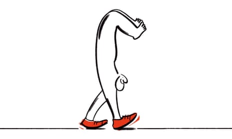 Illustration of man walking on his hands