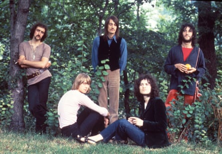 Fleetwood Mac in their Peter Green era in the early 1970s. L-R: John McVie, Danny Kirwan, Mick Fleetwood, Jeremy Spencer and Peter Green.