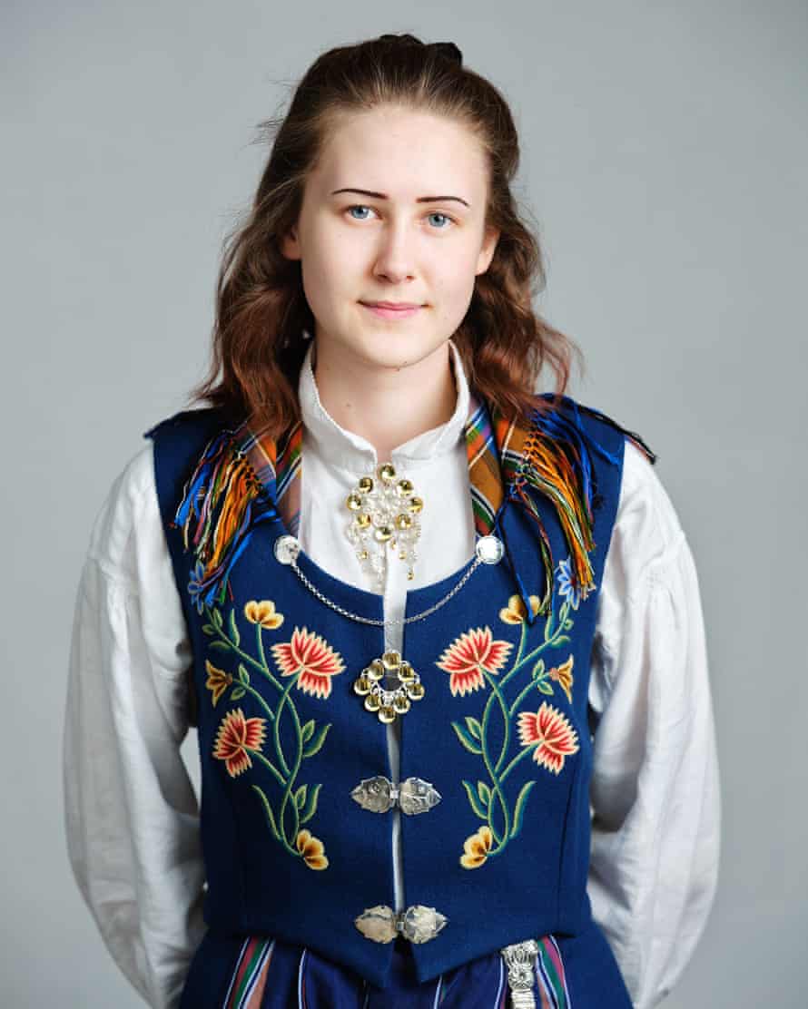 Hedda Frøland, a humanist, in traditional Norwegian dress