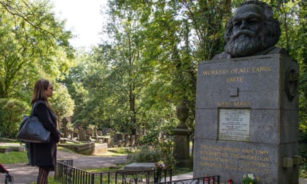 The grave of Karl Marx in Highgate cemetery.