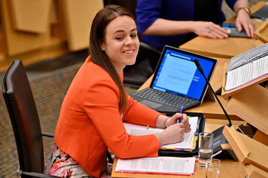 Kate Forbes, Scotland’s finance secretary, delivering her budget this afternoon.