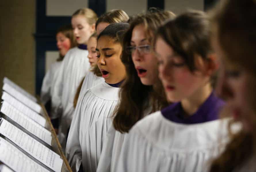 Members of the Canterbury Cathedral girls’ choir in rehearsal.