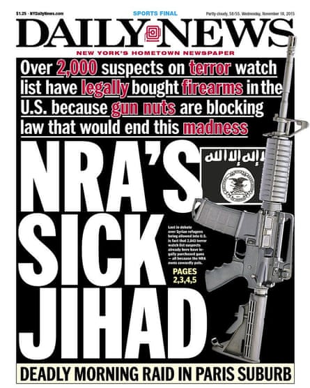 The New York Daily News cover on Wednesday 18 November.