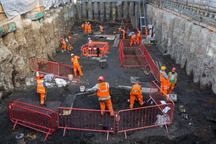 Archaeology excavations at Crossrail, at the Bedlam burial ground, Liverpool Street, 2015