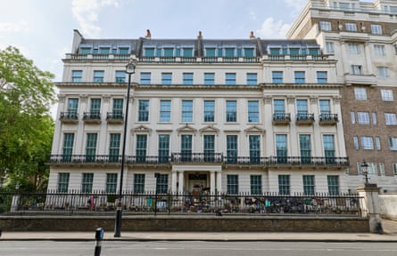 The grand exterior of 2-8A Rutland Gate, taken from across the road
