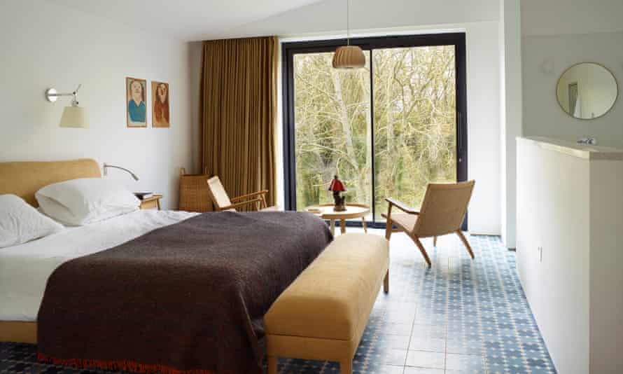 The master bedroom with views out on to surrounding fields.