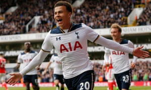 Dele Alli celebrates scoring Tottenham’s first goal.