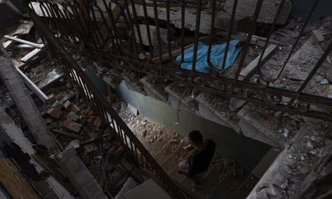 A view on a destroyed building in the center of Kharkiv, Ukraine, 22 June 2022.