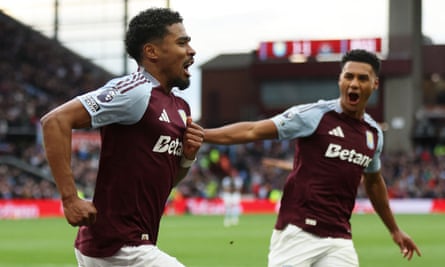 Premier League - Aston Villa v Newcastle United<br>Soccer Football - Premier League - Aston Villa v Newcastle United - Villa Park, Birmingham, Britain - April 19, 2025
Aston Villa's Ian Maatsen celebrates scoring their second goal with Ollie Watkins REUTERS/Chris Radburn EDITORIAL USE ONLY. NO USE WITH UNAUTHORIZED AUDIO, VIDEO, DATA, FIXTURE LISTS, CLUB/LEAGUE LOGOS OR 'LIVE' SERVICES. ONLINE IN-MATCH USE LIMITED TO 120 IMAGES, NO VIDEO EMULATION. NO USE IN BETTING, GAMES OR SINGLE CLUB/LEAGUE/PLAYER PUBLICATIONS. PLEASE CONTACT YOUR ACCOUNT REPRESENTATIVE FOR FURTHER DETAILS..