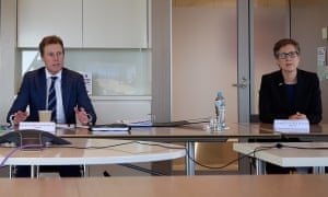 Attorney-General and Minister for Industrial Relations Christian Porter (left) and Secretary of the Australian Council of Trade Unions Sally McManus at the MLC Centre in Sydney, 3 June 2020.