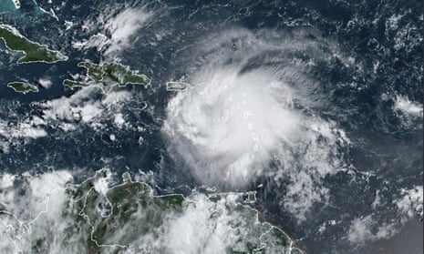 This image provided by NOAA shows Tropical Storm Fiona in the Caribbean on Saturday September 17 2022