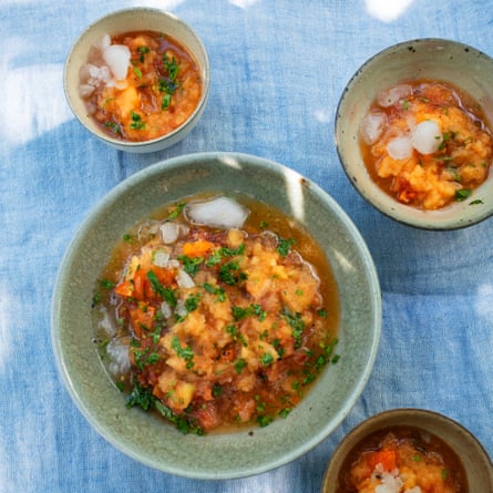 Iced melon and tomato soup.