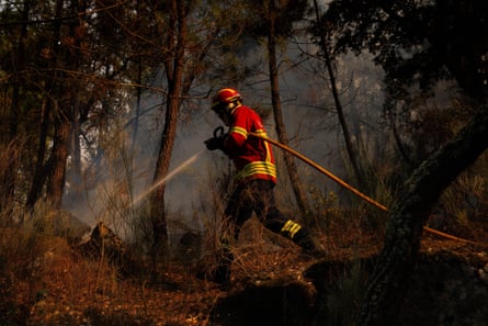 A firefighter in Vilarinho da Castanheira, Portugal.