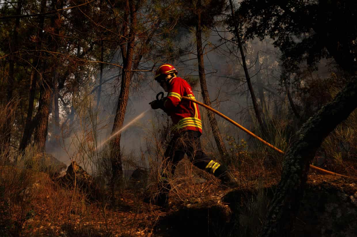 A firefighter in Vilarinho da Castanheira, Portugal.