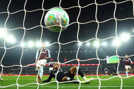 A ball enters the goal in a football match